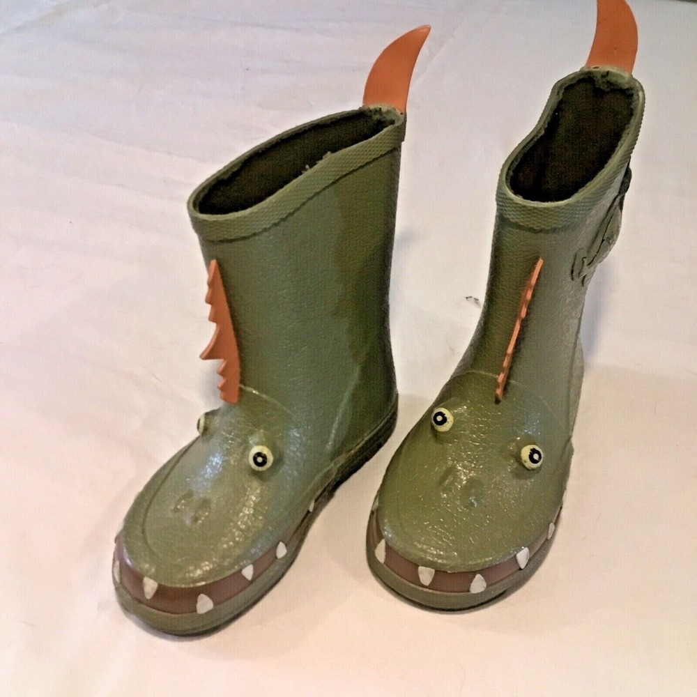 Kidorable Alligator Rain Boots Unisex Kids Size 7 Green Rubber Playful Cutecore